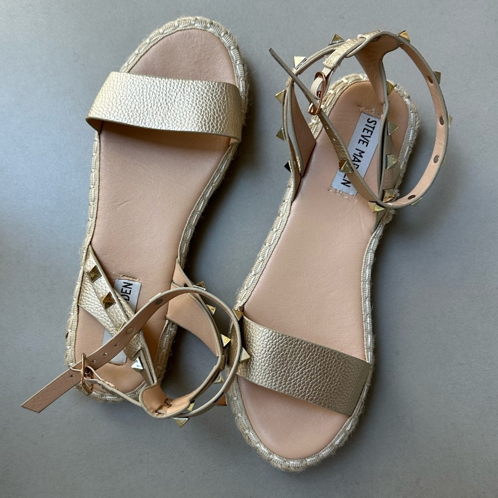 Steve Madden Gold Espadrille Sandals - Picture 6 of 7